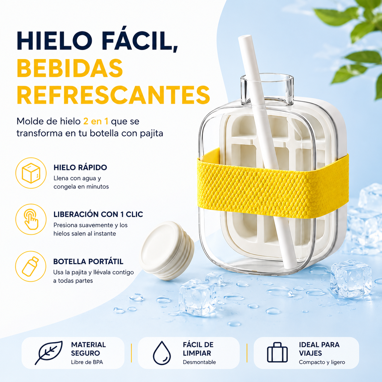 Botella Térmica, Portátil con Cubitera de Hielo | IceItUp